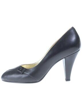 Chanel CC Logo Open Toe Leather Heels Pumps Sandals Shoes Black